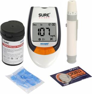 NISCOMED Surescreen Glucose Blood Sugar testing Painfree Monitor with 75 Strips Glucometer