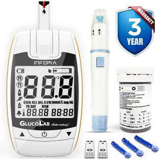 K-life Glucolab Fully Automatic Blood Glucose Check Sugar Testing Machine 25 Strips Glucometer