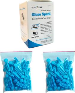 gluco spark 50 Strips & 100 sterile Lancets |Compatible only with Glucospark Sugar Machine Glucometer