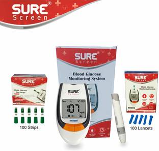 sure screen Blood Diabetes Machine Complete Set With 100 Strips Glucometer