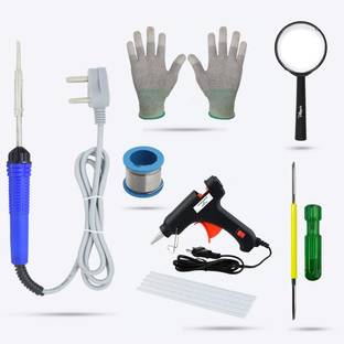 Hillgrove HGCM96M2 7in1 Glue Gun Combo Kit Set with Soldering Iron, Anti Static Gloves Standard Temperature Corded Glue Gun