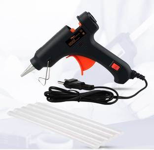 Hillgrove Electric Mini 20 Watt Black Small Hot Gum Glue Gun With 5 Pcs Hot Melt Glue Stick for Craft, Art, Decoration Work Standard Temperature Corded Glue Gun