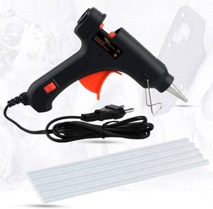 Hillgrove Electronic Mini 20 Watt Black Small Hot Gum Glue Gun With 5 Pcs Hot Melt Glue Stick for Craft, Art, Decoration Work Standard Temperature Corded Glue Gun