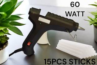 ARTTWALA 60WATT GLUE GUN+15PCS TRANSPARENT WHITE GLUE STICKS COMBO PACK OF 15(MULTICOLOR) Standard Temperature Corded Glue Gun