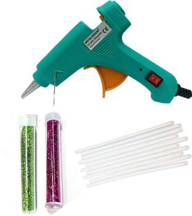 HOTGLUEGUN 20W with 10 Transparent Glue Sticks & 2 Glitter Sparkle For DIY School projects Standard Temperature Corded Glue Gun