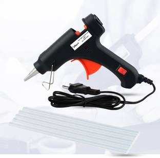 Hillgrove Electric 20W Black Mini Hot Glue Gun With 5 Pcs Hot Melt Glue Stick for Craft, Art, Decoration Work Standard Temperature Corded Glue Gun