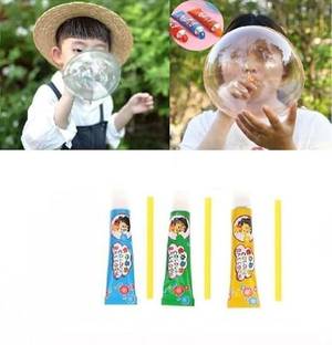 SPMYY 3 pcs Magic Bubble Balloon Super Elastic Plastic Bubble Blowing Toy with Straw Glue