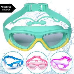 KARBD Wide Angle Vision Big Frame Glasses with Connected Ear Plugs Swimming Goggles Swimming Goggles