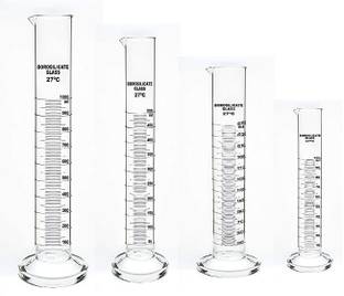 Rawal Glass Graduated Measuring Cylinder for Laboratory (1000ml, 500ml, 250ml, 100ml) Borosilicate Glass Graduated Cylinder