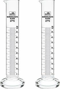 Bello Borosilicate Glass 3.3 measuring Cylinder 50ml Set of 2 Borosilicate Glass Graduated Cylinder