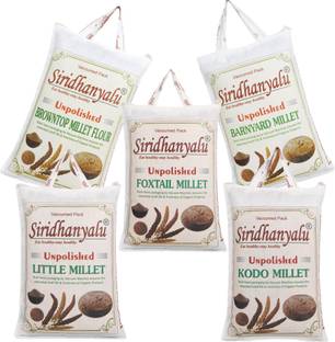 siridhanyalu Unpolished and Organic Kodo, Little, Barnyard, Foxtail and Browntop 400gm) Mixed Millet