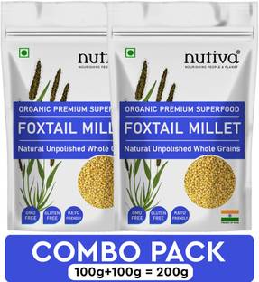 Nutiva Combo Pack of Unpolished Kangni/Foxtail Millet 100g (Navane/Kakum/Korralu/Thinai Foxtail Millet