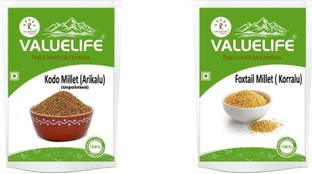 Value Life Kodo Millet 1kg (Arikelu), Foxtail Millet 1kg (Korralu ) - (Pack Of 2) Mixed Millet
