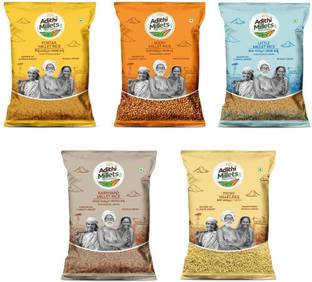 Adithi Millets Siridhanya Unpolished ORGANIC Foxtail/Kodo/Little/Barnrad/ PROSO(500gm*5Pack) Mixed Millet