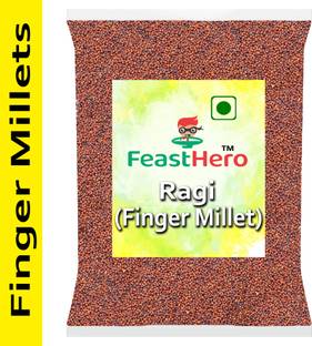 Feasthero Best Quality Ragi Sabut (Finger Millet Whole Grain)-1Kg (Packing) Finger Millet