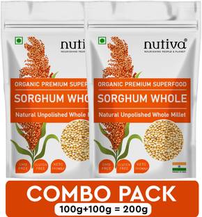Nutiva Combo Pack of Unpolished Sorghum/Jowar Millets 100g (Bili Jola/Jonnalu/Cholam) Sorghum