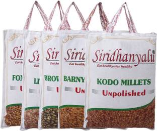 siridhanyalu Unpolished and Organic Kodo, Little, Barnyard, Foxtail and Browntop 250gm) Mixed Millet