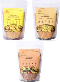 Mahi Organix Unpolished Millets Combo Pack of 3 (500gm Each) 100% Natural Browntop, Foxtail & Kodo Millet