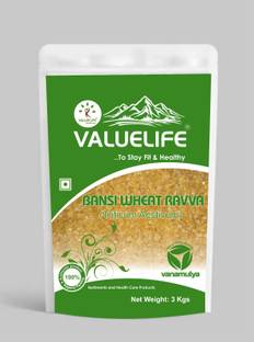 Value Life Bansi Wheat Ravva 3kgs Whole Wheat