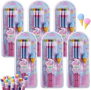 Natali Traders Graphite Pencil Set with Ice Cream Shaped Eraser for Birthday Return Gifts Pencil