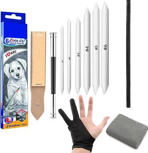 ArtKraft Artline sketching & sand Paper Blending Stumps & Sketching Glove or Charcoal Pencil