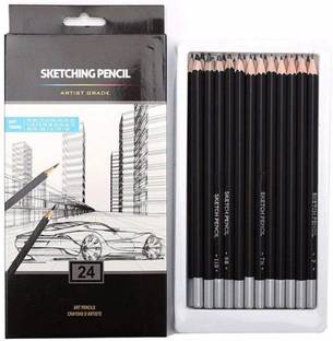 KABEER ART Fine Art Drawing and Sketching Pencils-24Pcs,Black Pencil