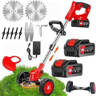 Tazomi Electric Cutter 48V-2 Batteries,2 Types Blades Grass Trimmer,Lightweigh&Portable Cordless Grass Trimmer