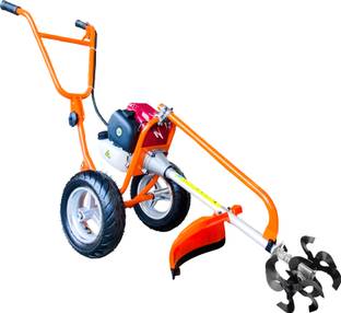 DVI 50cc 4 Stroke Trolley Brush Cutter With Ditcher Attachment For Agriculture Fuel Grass Trimmer