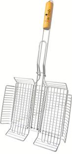Kitchenify Net Grill Kitchen Wire Roasting Cooking Rack Chicken Grilling Tray WoodenHandle Rib Roaster Grill