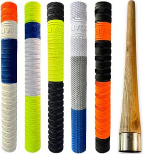 LIVOX Extreme Cricket Bat Handle 5 Grips With 1 Wooden Grip Cone Ultra Tacky