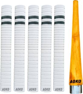 AOKO Premium White Cricket Bat Grip with Black Line And 1 Wooden Cone Ultra Tacky