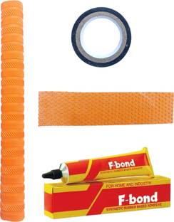 RaiGen Orange Cricket Bat Grip Combo - Includes Orange Toe Guard, Black Tape & Adhesive Chevron