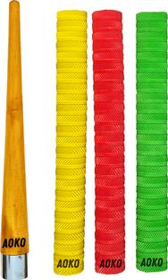 AOKO AA Premium Cricket Bat Handle Rubber Grips With 1 Wooden Gripper Cone Diamond