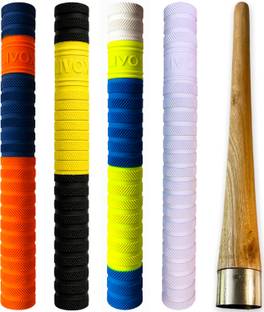 LIVOX Comfortable Fit 3 Multi Colour Cricket Bat Grips With One Wodden Grip Cone Ultra Tacky