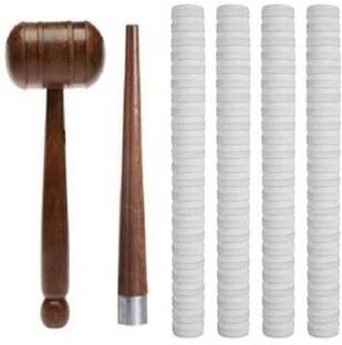 Fitdex COMBO of 1Mallet & 1Cricket Bat Handle Gripper With 4Bat Handle Grip(White), Chevron