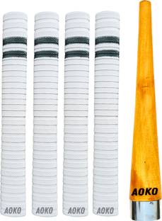 AOKO Premium White Cricket Bat Grip with Black Line And 1 Wooden Cone Ultra Tacky