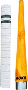 AOKO Premium White Cricket Bat Grip with Black Line And 1 Wooden Cone Ultra Tacky