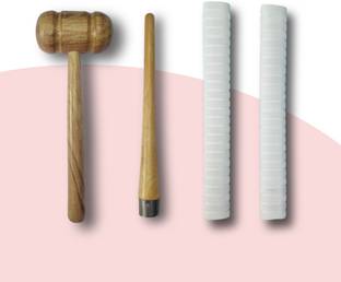 VRSportsStore 1 Cricket Bat Knocking Hammer, 1 Wooden Cone, 2-White Grip, Grip (Pack of 4) Smooth Tacky