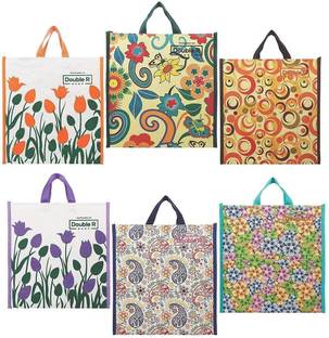 Double R Cotton Shopping Bags by Double R Bags - Kitchen Essentials (Tote/Carry Bag/Medium Reusable Grocery Bags, (Pack of 6) Pack of 6 Grocery Bags