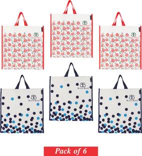 BlackBoxes Canvas Shopping Bag with Double Handle, Cloth Grocery Tote Bags (Set of 6) Pack of 6 Grocery Bags