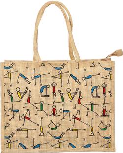SB Printed Eco-Friendly Jute Bag with Zip Closure, Small Grocery Bag