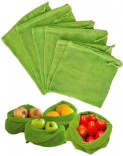 FAB ELLITE Cotton Vegetable Sabji Bag Kitchen Freez Storage Pouch for Fridge Washable Bag. Pack of 3 Grocery Bags