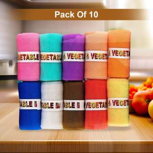 Fourfox Multipurpose Reusable Net Vegetable Fridge Organizer Bags Pouches for Storage Pack of 10 Grocery Bags