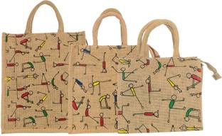 Sainik's Combo Excise Jute Bags Eco Friendly Code FK-10 Set of 3 Pcs Pack of 3 Grocery Bags