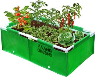 Anandi Greens HDPE UV Protected 360 GSM Rectangular Grow Bag, with Pvc Pipe (4Lx2Wx1H Fit) Grow Bag
