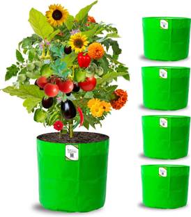 ORGANICBAZAR 12x12 Grow Bags for Home & Terrace Garden, Premium 260 GSM Planter, Pack of 5, Green Grow Bag