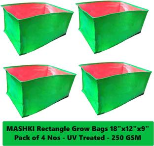 MASHKI Elevate Your Garden with 18"x12"x9" HDPE Rectangular Grow Bags, Terrace Gardening Grow Bag