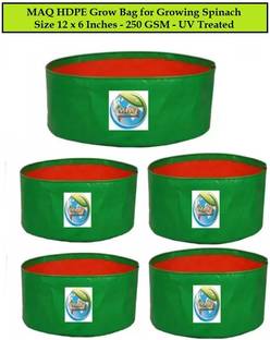 मेक HDPE ग्रीन ग्रो बैग, साइज़ 12 x 6 Inches, फॉर ग्रोइंग स्पिनच ग्रो बैग