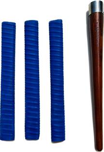 Rahul Sports Sports cricket bat handle gripper cone and 3 bat handle grips blue color Cricket Guard Combo
