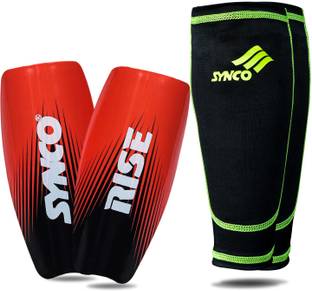 SYNCO Rise Shin Guard with Sleeve Combo, 1 Pair Shin Guard, 1 Pair Sleeve, Football Shin Guard